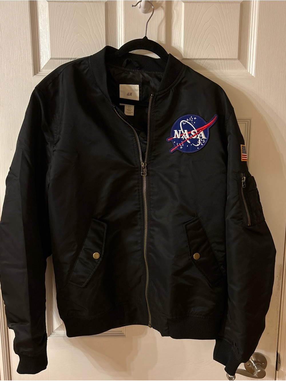 H&M Black Bomber Jacket with NASA Patch